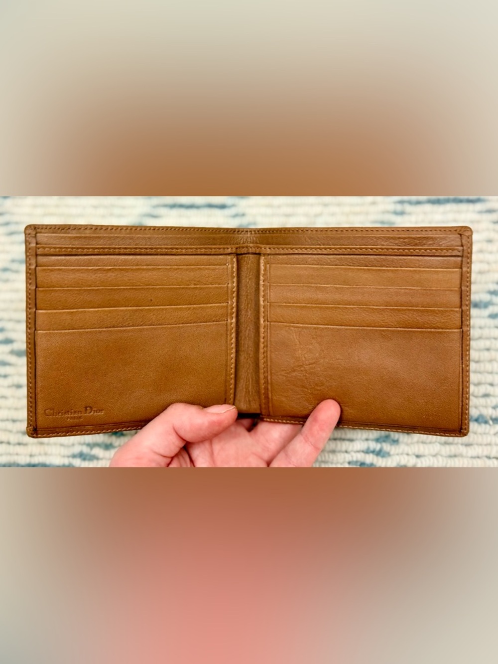DIOR Vintage Unisex Icon Brown Honeycomb Monogram Canvas Leather Bifold Wallet - Picture 11 of 16